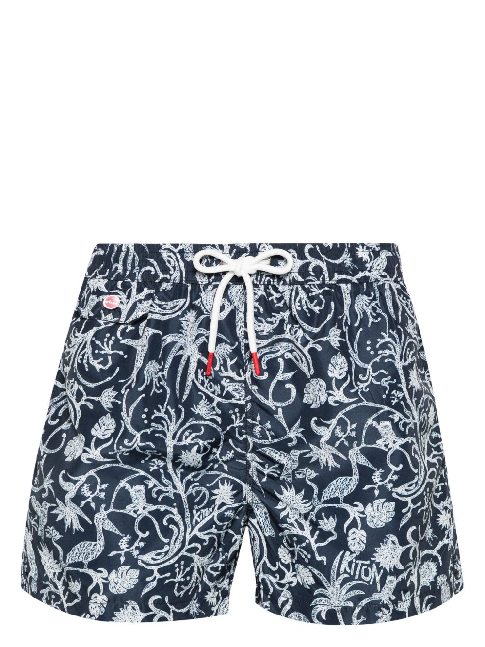 Kiton 图案印花泳裤 - 蓝色