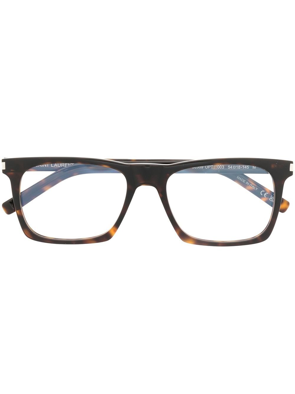Saint Laurent Eyewear 圣罗兰眼镜系列 玳瑁纹方框眼镜 - 褐色