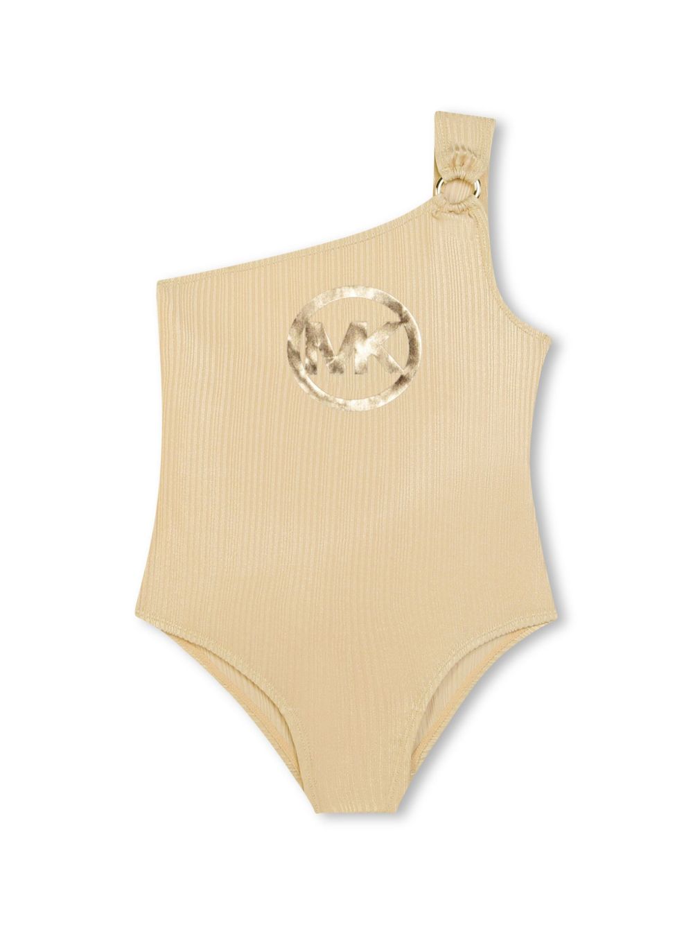 Michael Kors Kids logo印花单肩连体泳衣 - 中性色