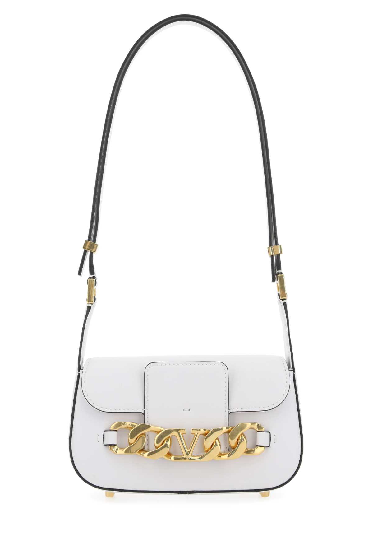 Valentino Garavani 白色皮革小号Vlogo链条斜挎包