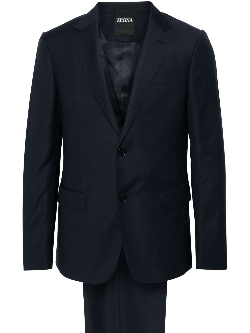 Zegna 单排扣羊毛西装套装 - 蓝色