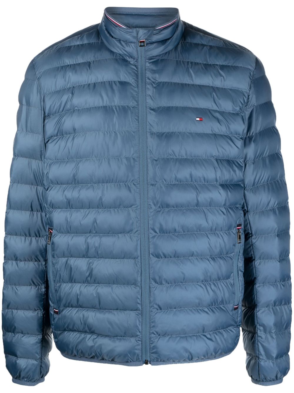 Tommy Hilfiger 标贴拉链蓬松夹克 - 蓝色