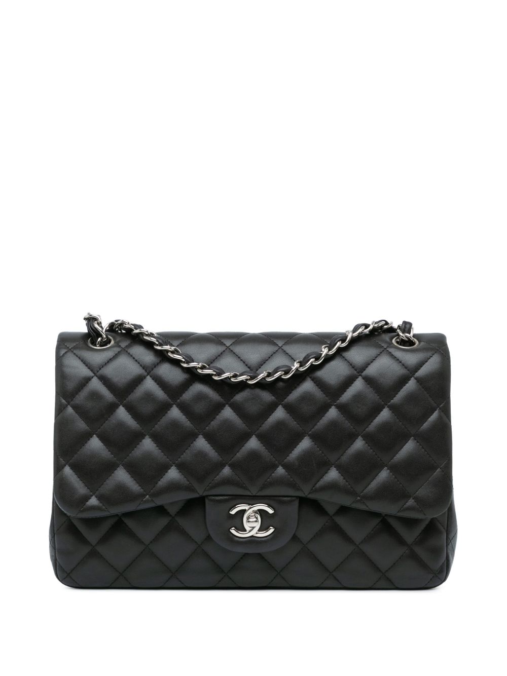 CHANEL Pre-Owned Jumbo Classic Double Flap 小羊皮单肩包（2011年典藏款） - 黑色