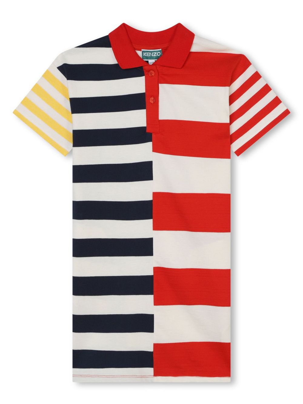 Kenzo Kids 条纹印花棉连衣裙 - 橘色