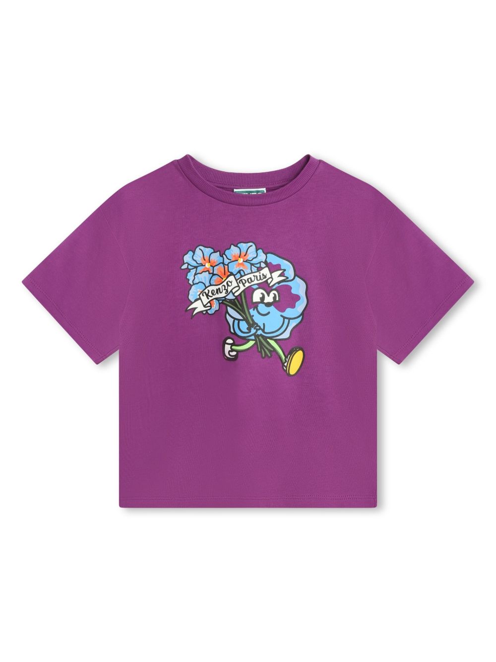 Kenzo Kids 图案印花棉T恤 - 紫色