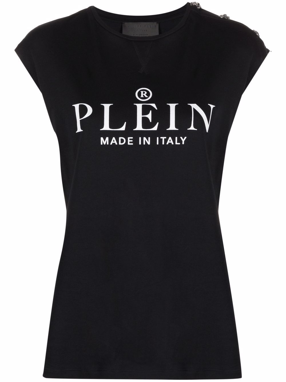Philipp Plein SS logo印花无袖T恤 - 黑色