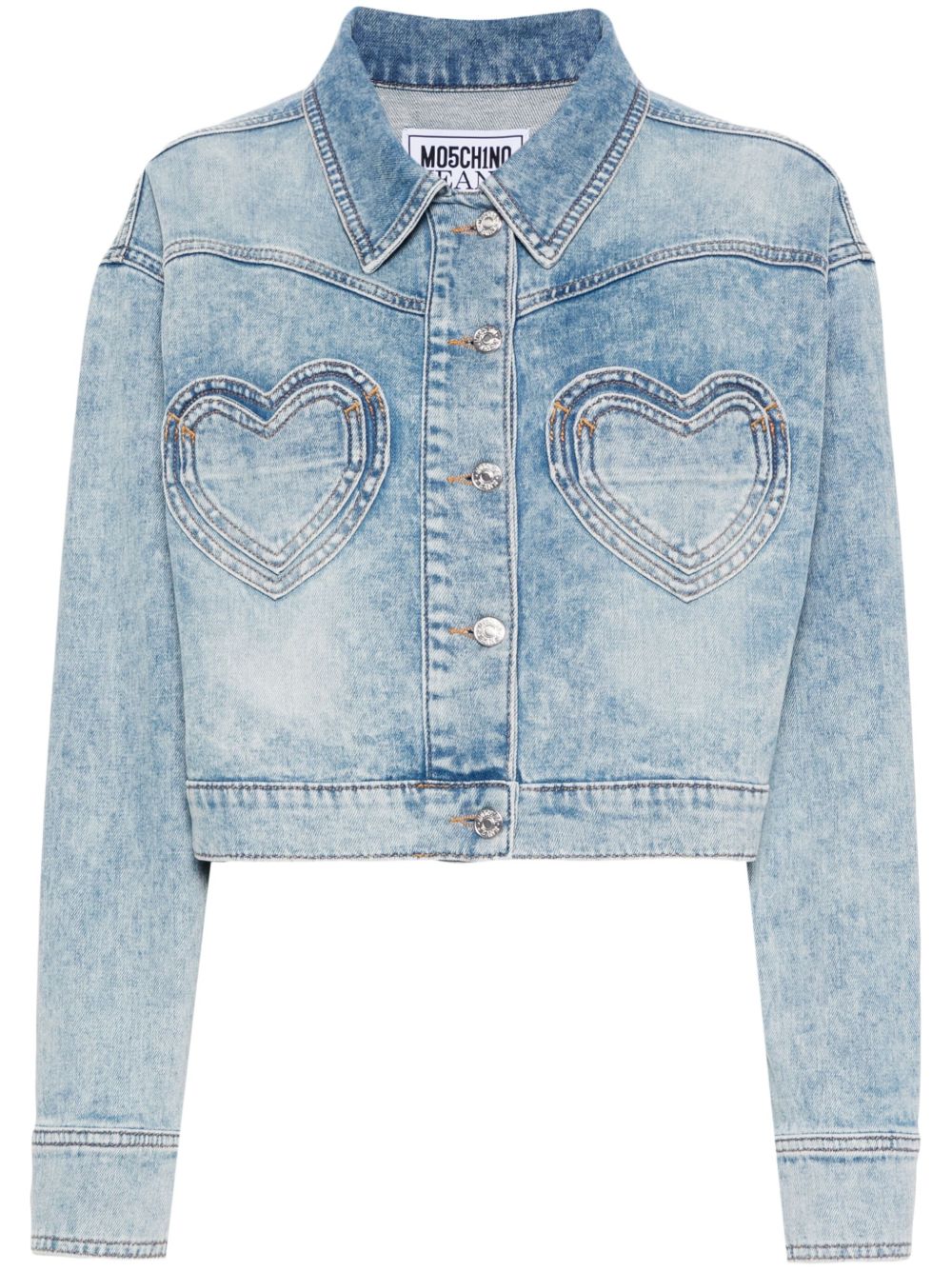 MOSCHINO JEANS 心形口袋短款牛仔夹克 - 蓝色