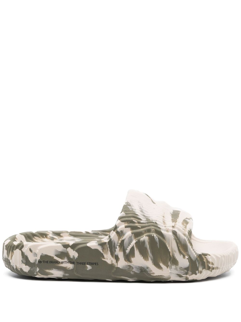 adidas Adilette 迷彩印花拖鞋 - 绿色