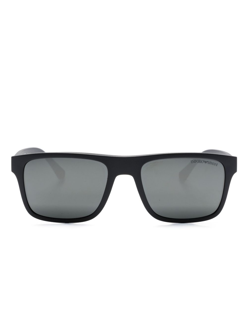 Emporio Armani 夹扣式镜片方形镜框眼镜 - 黑色