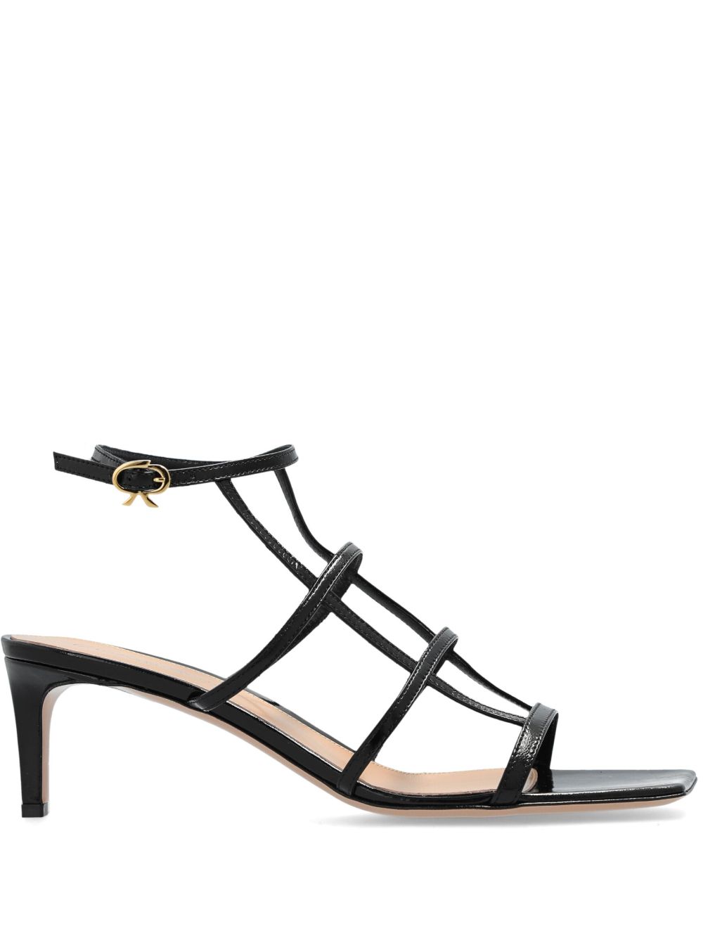 Gianvito Rossi Mondry 皮质中跟凉鞋 - 黑色