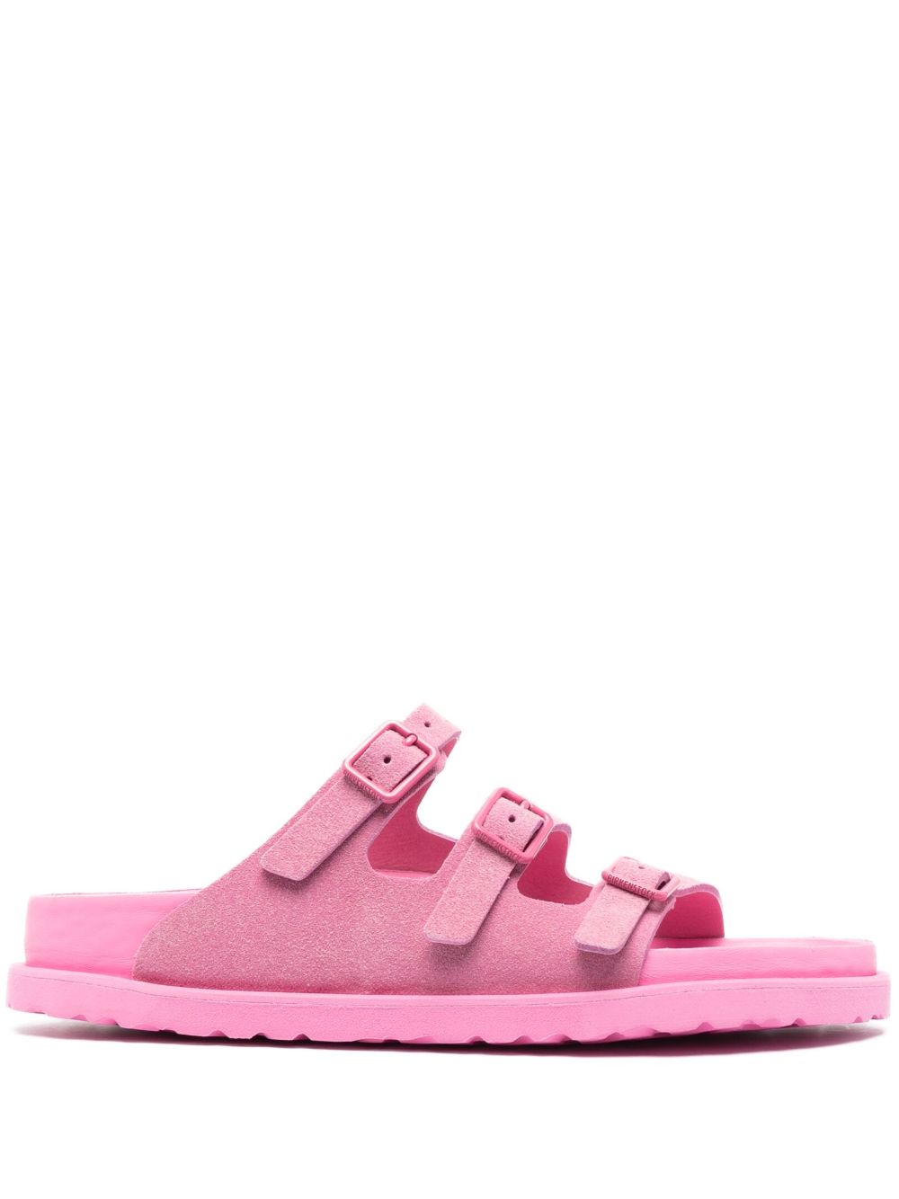 Birkenstock 搭扣绒面皮拖鞋 - 粉色