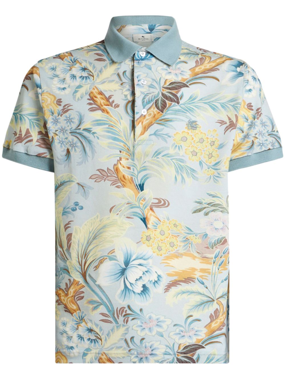 ETRO 花卉印花polo衫 - 蓝色