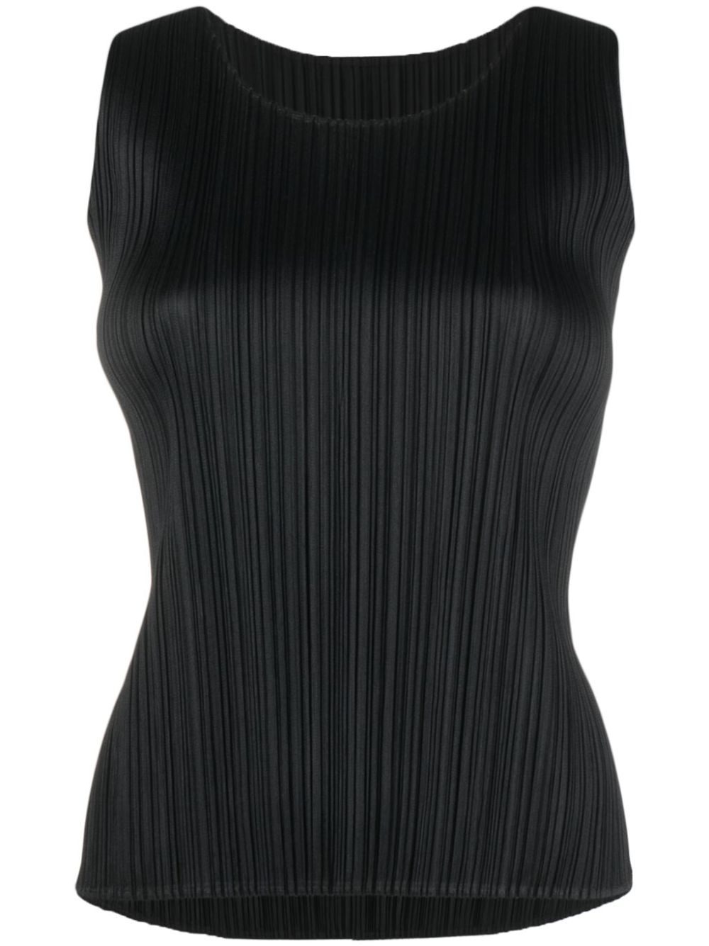 Pleats Please Issey Miyake 大圆领细褶背心 - 黑色