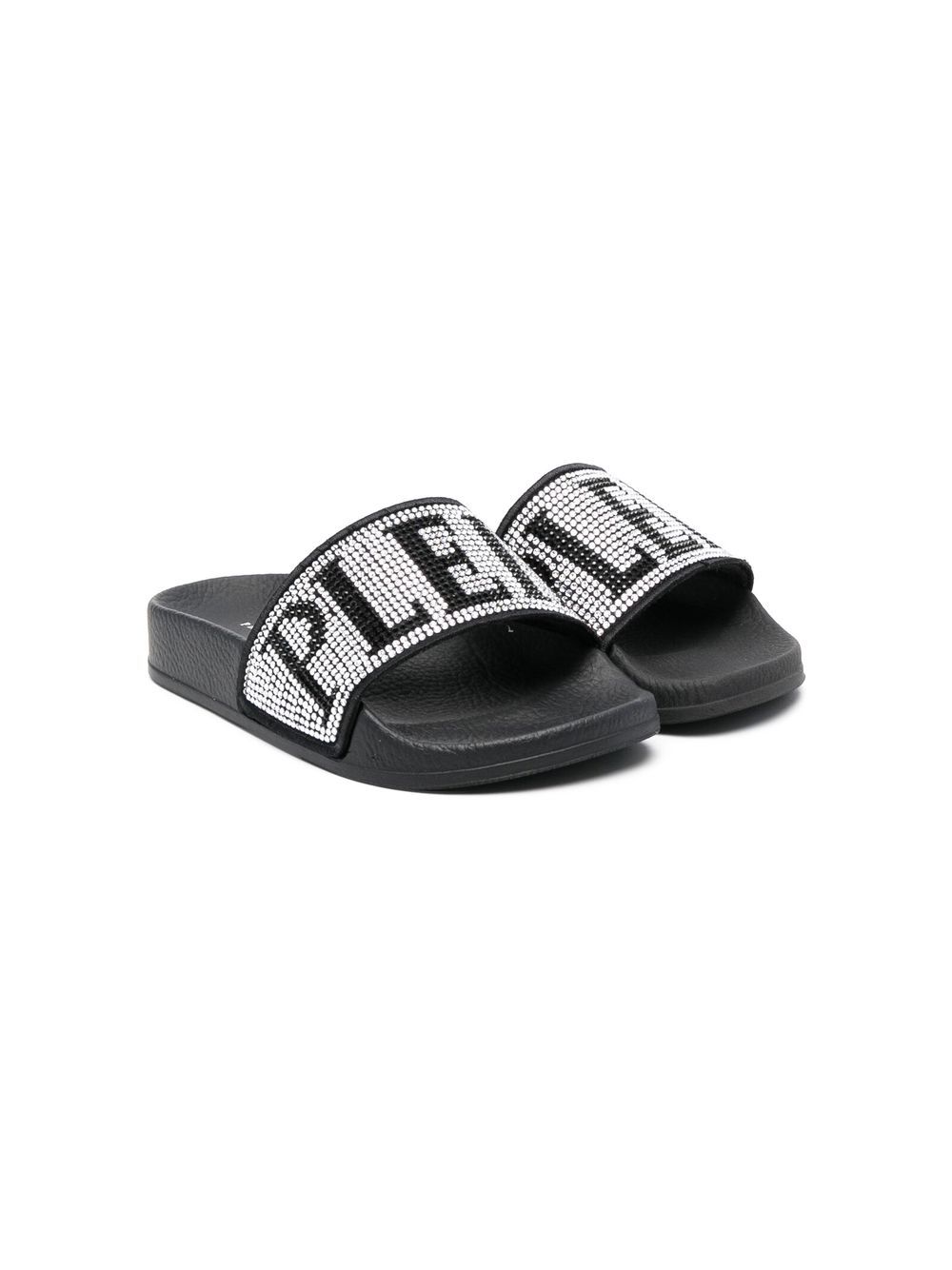 Philipp Plein Junior Plein 晶饰拖鞋 - 黑色