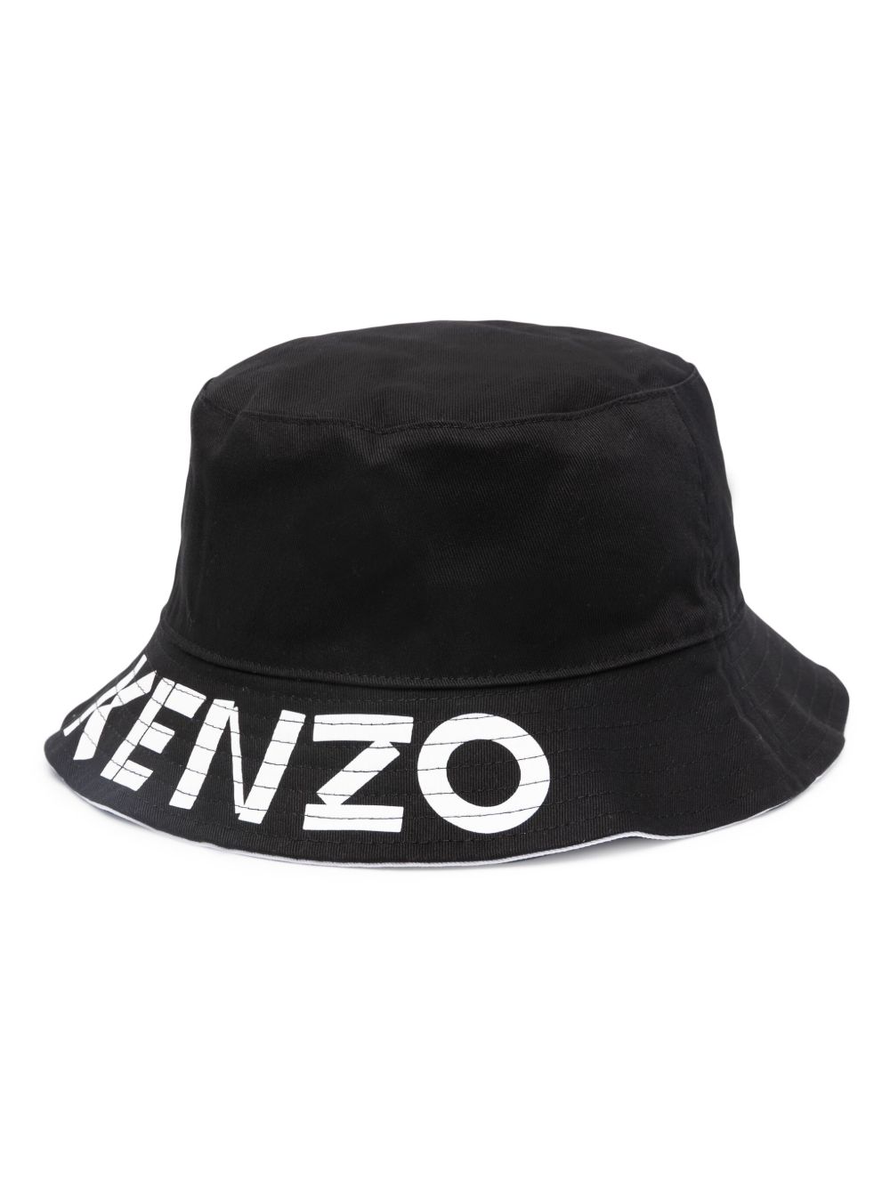 Kenzo logo印花棉渔夫帽 - 黑色