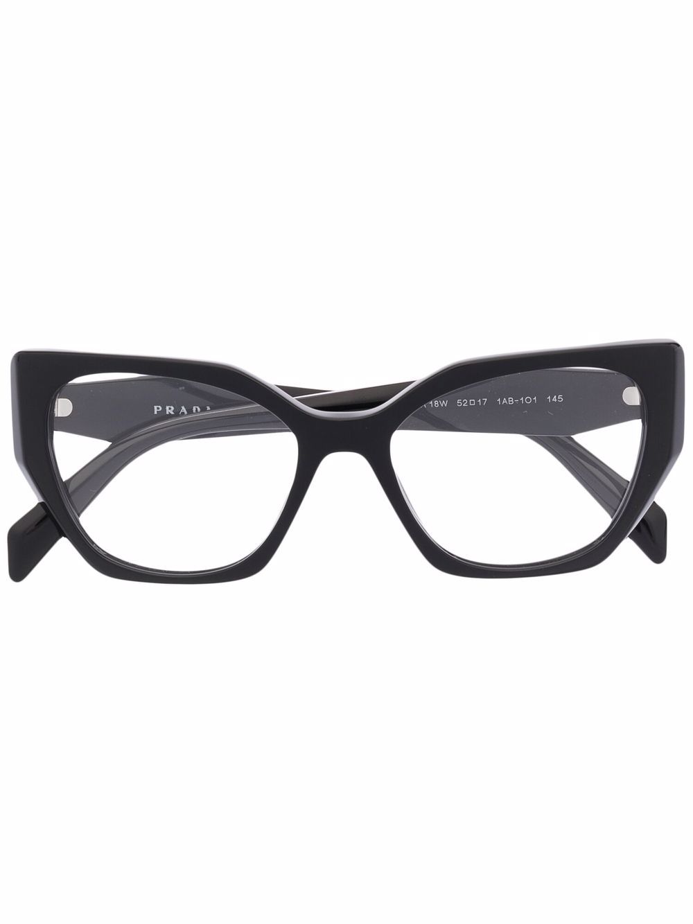Prada Eyewear 猫眼框logo压纹眼镜 - 黑色