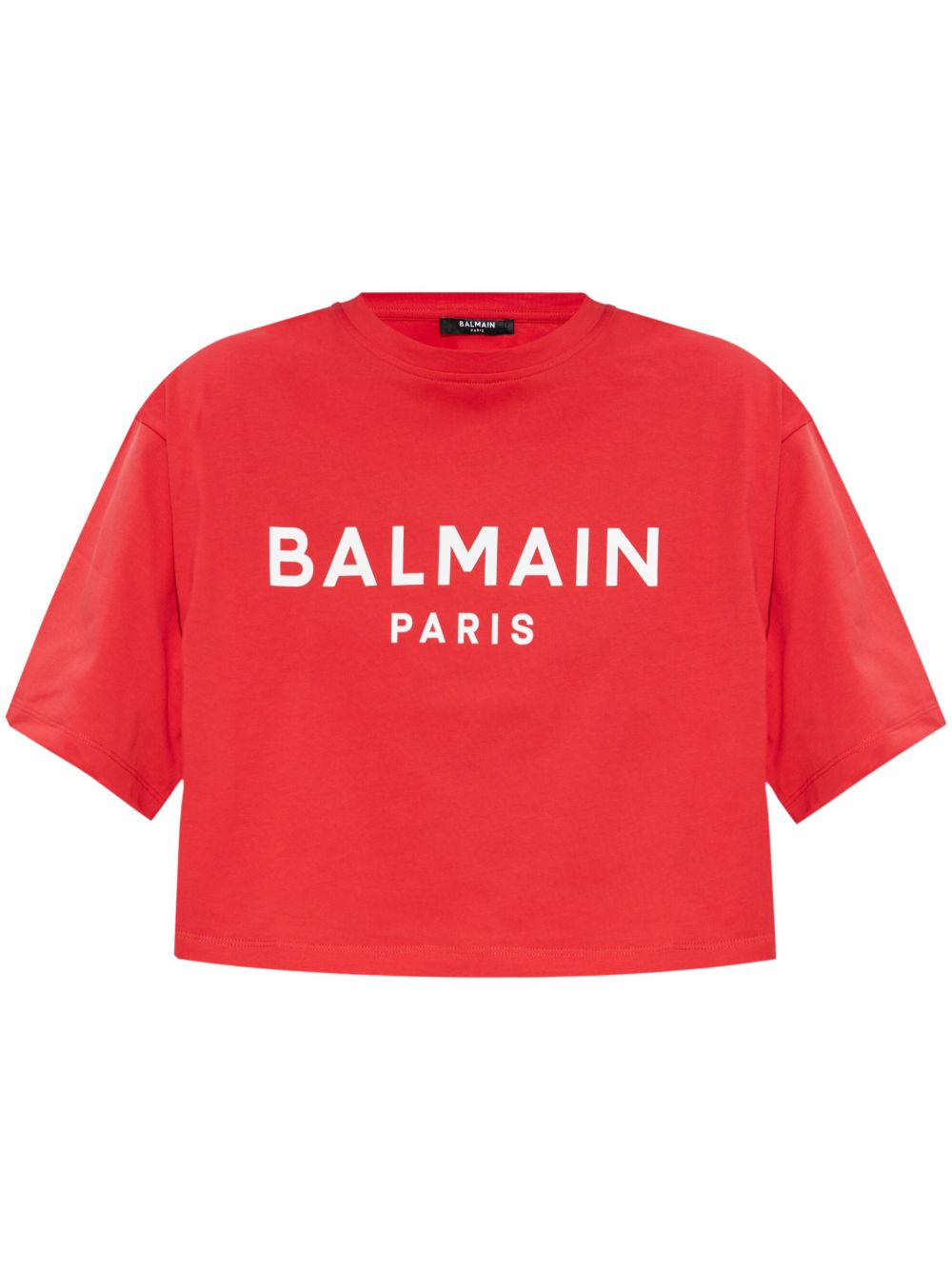 Balmain logo印花短款T恤 - 红色