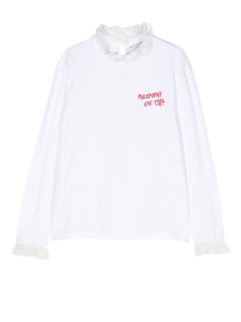 Philosophy Di Lorenzo Serafini Kids 荷叶边领长袖T恤 - 白色
