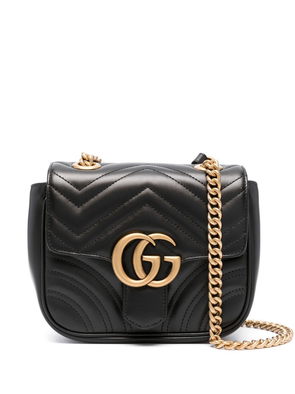 Gucci GG Marmont 迷你单肩包 - 黑色