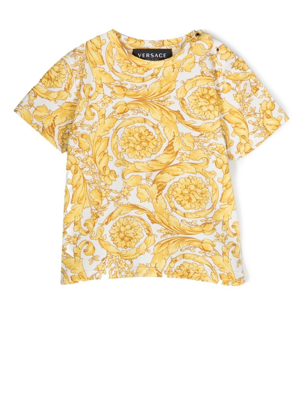 Versace Kids 巴洛克图案印花T恤 - 黄色