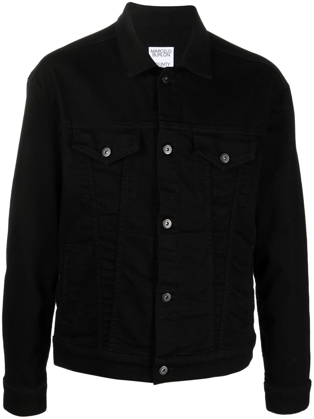 Marcelo Burlon County of Milan 后置logo印花牛仔夹克 - 黑色