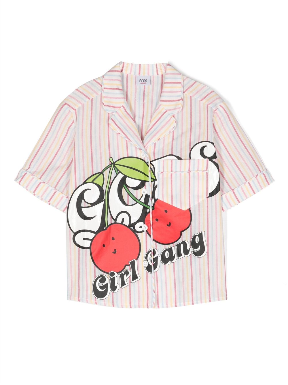 Gcds Kids 条纹图案印花衬衫 - 白色