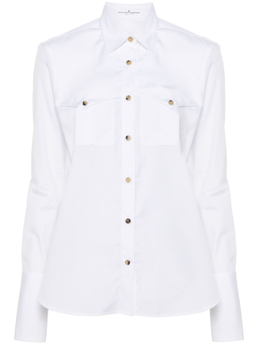 Ermanno Scervino 胸袋棉衬衫 - 白色