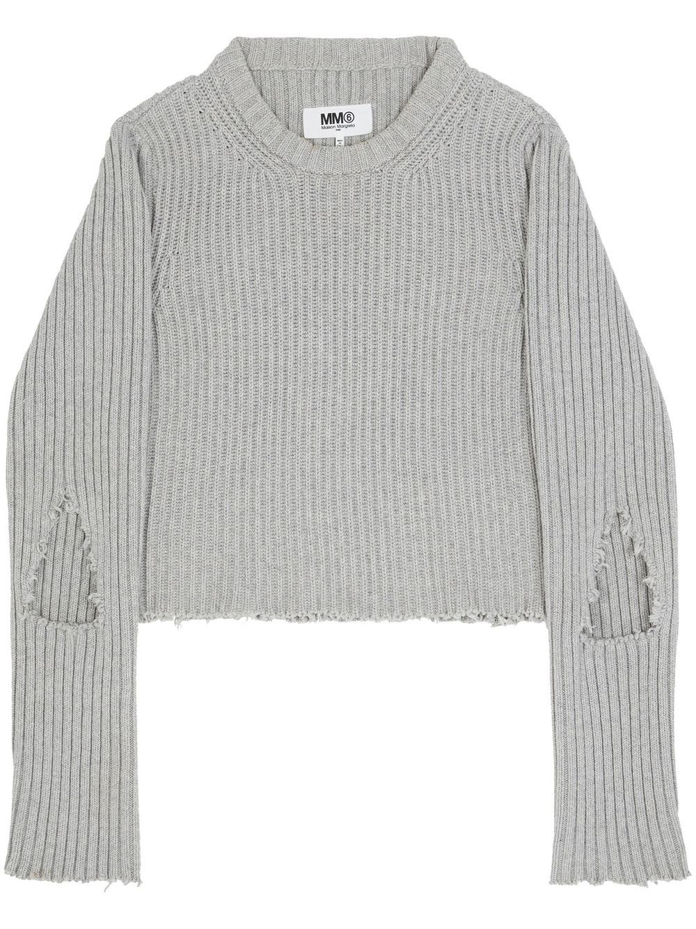 MM6 Maison Margiela 镂空罗纹毛衣 - 灰色