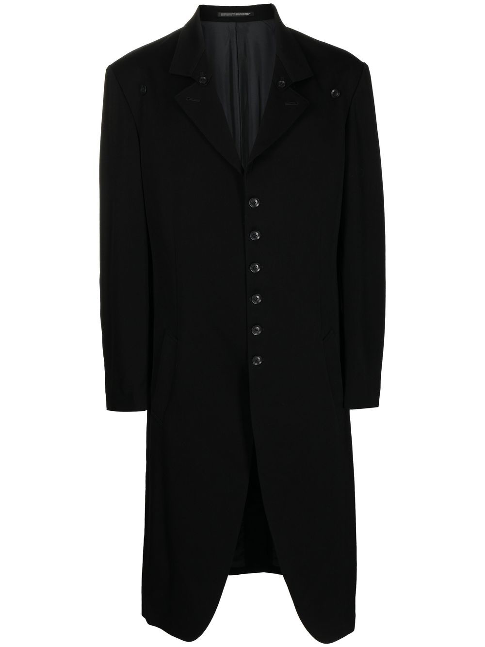 Yohji Yamamoto 排扣翻领外套 - 黑色