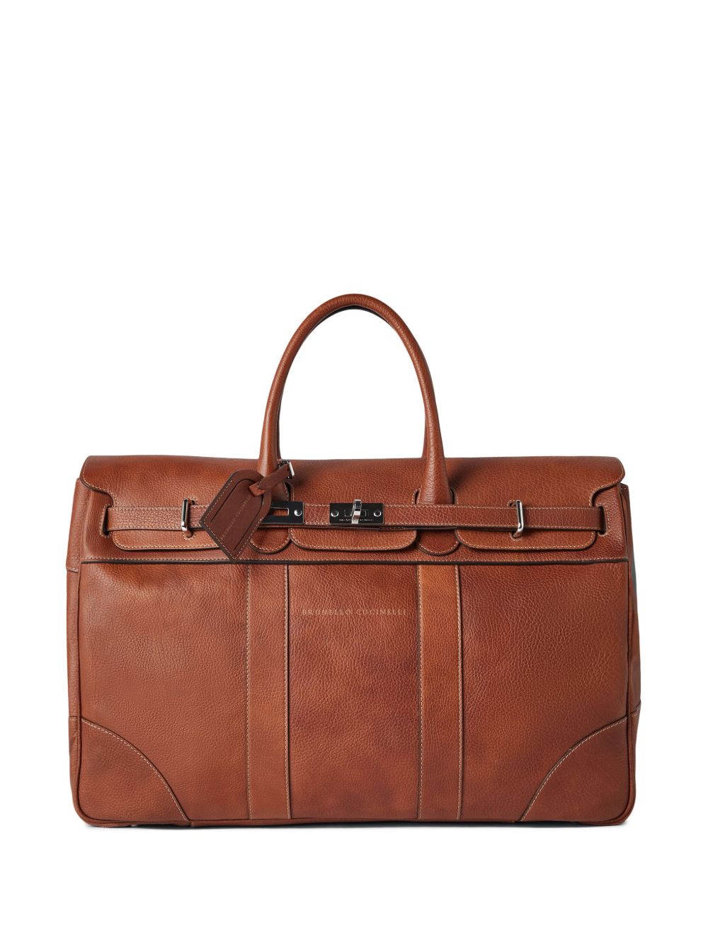 Brunello Cucinelli 顶置手柄皮质旅行包 - 褐色
