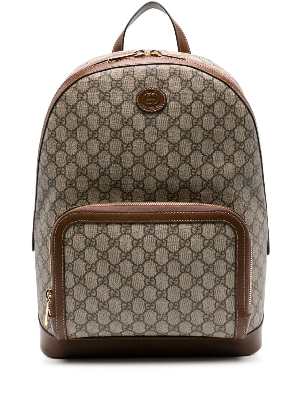 Gucci GG Supreme 帆布双肩包 - 褐色