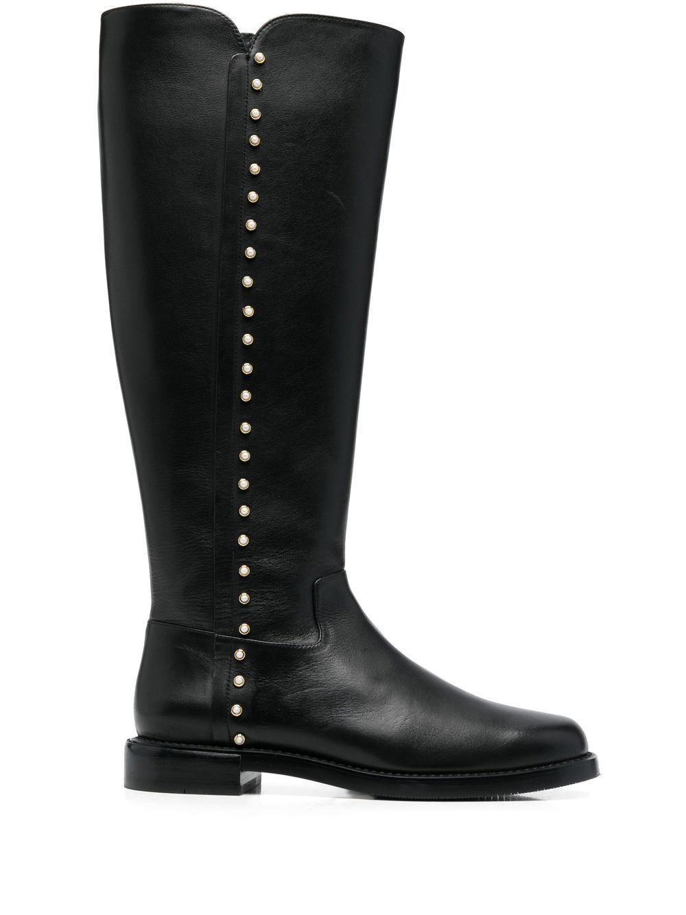 Stuart Weitzman 珠饰细节高筒靴 - 黑色