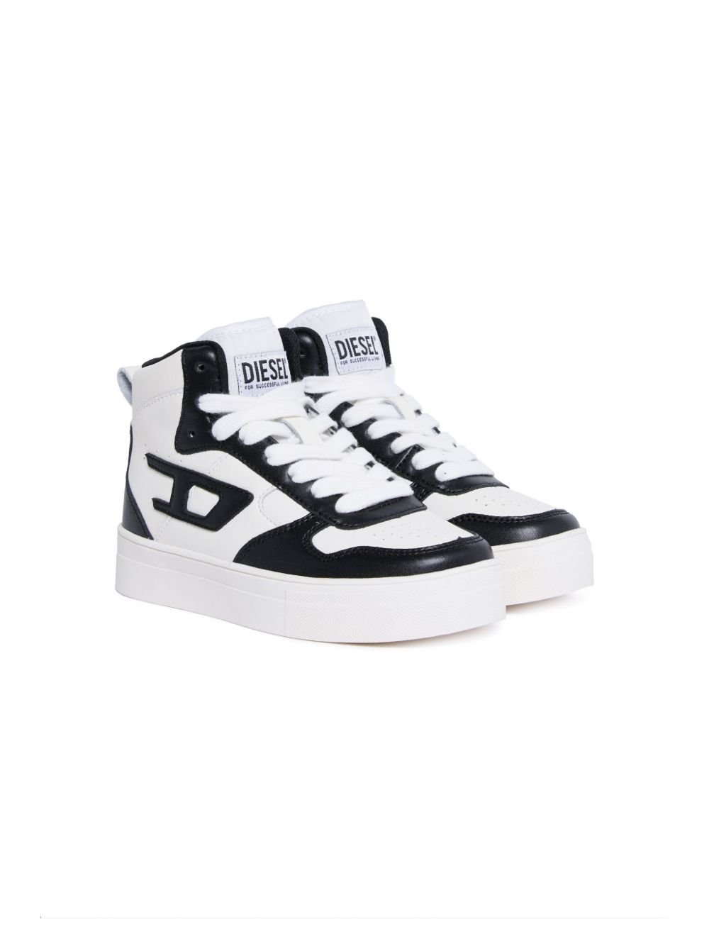 Diesel Kids Ukiyo 2.0 系带皮质运动鞋 - 黑色
