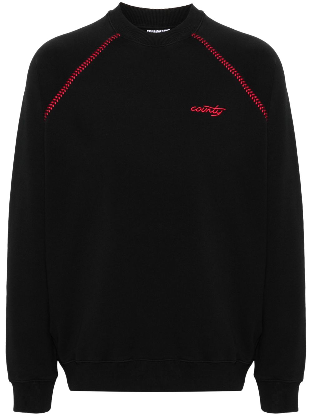 Marcelo Burlon County of Milan logo刺绣棉卫衣 - 黑色