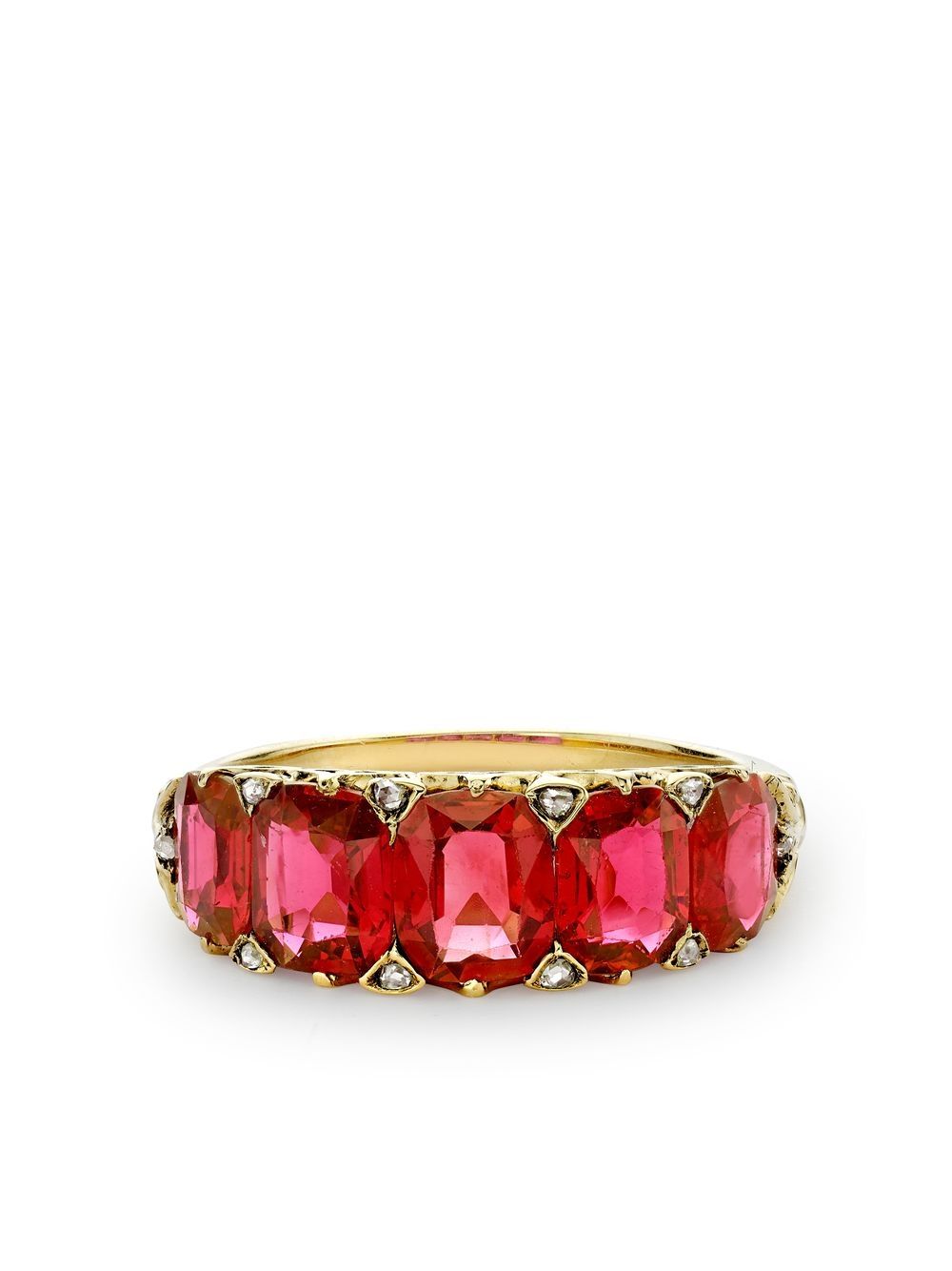 Pragnell Vintage Victorian Five Stone Burmese18K黄金红宝石戒指 - 金色