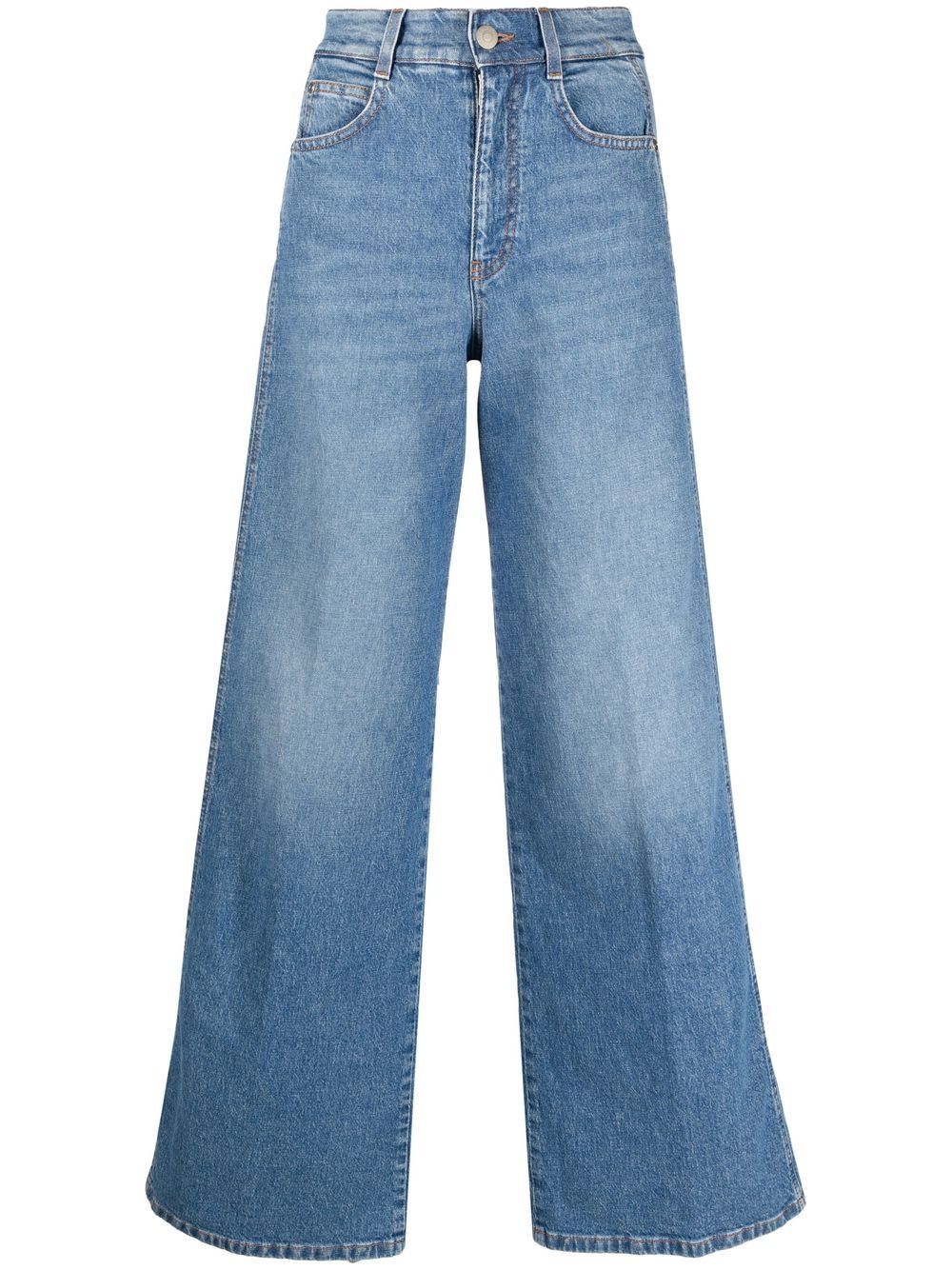 Stella McCartney 斯特拉·麦卡特尼 logo饰带阔腿牛仔裤 - 蓝色