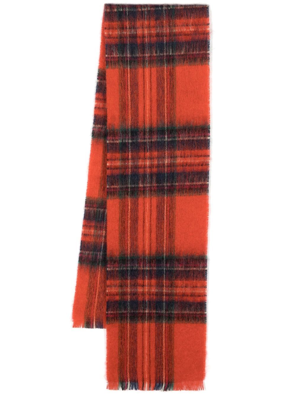 Mackintosh Royal Stewart 格纹图案围巾 - 橘色