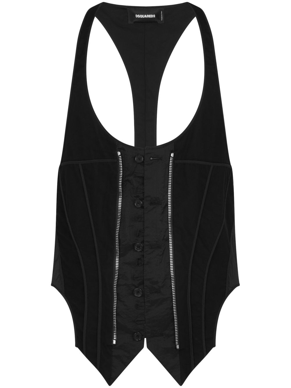 DSQUARED2 拼接排扣西式马甲 - 黑色