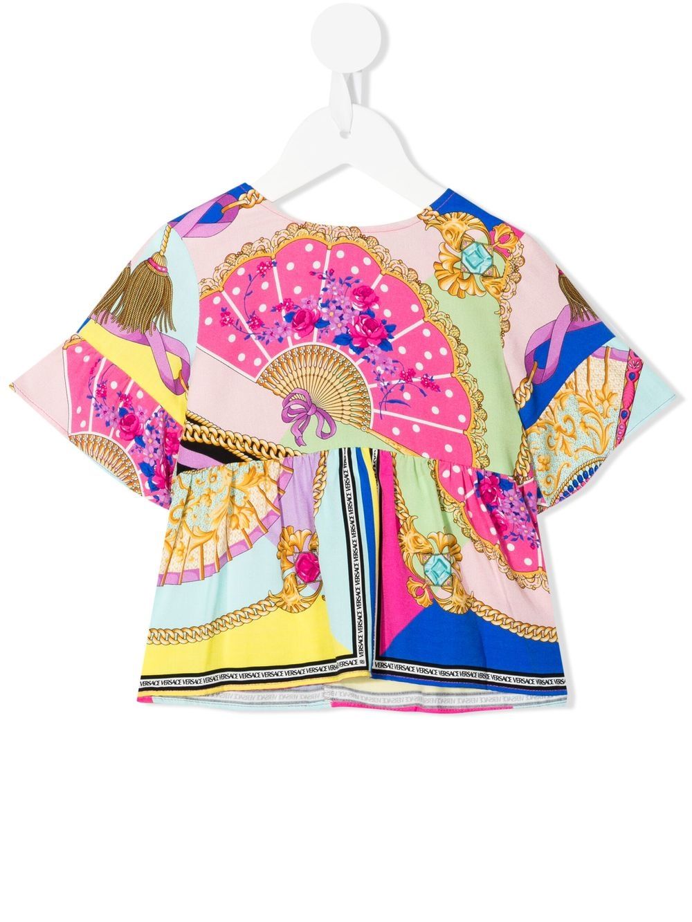 Versace Kids 范思哲 图案印花束腰伞摆T恤 - 彩色