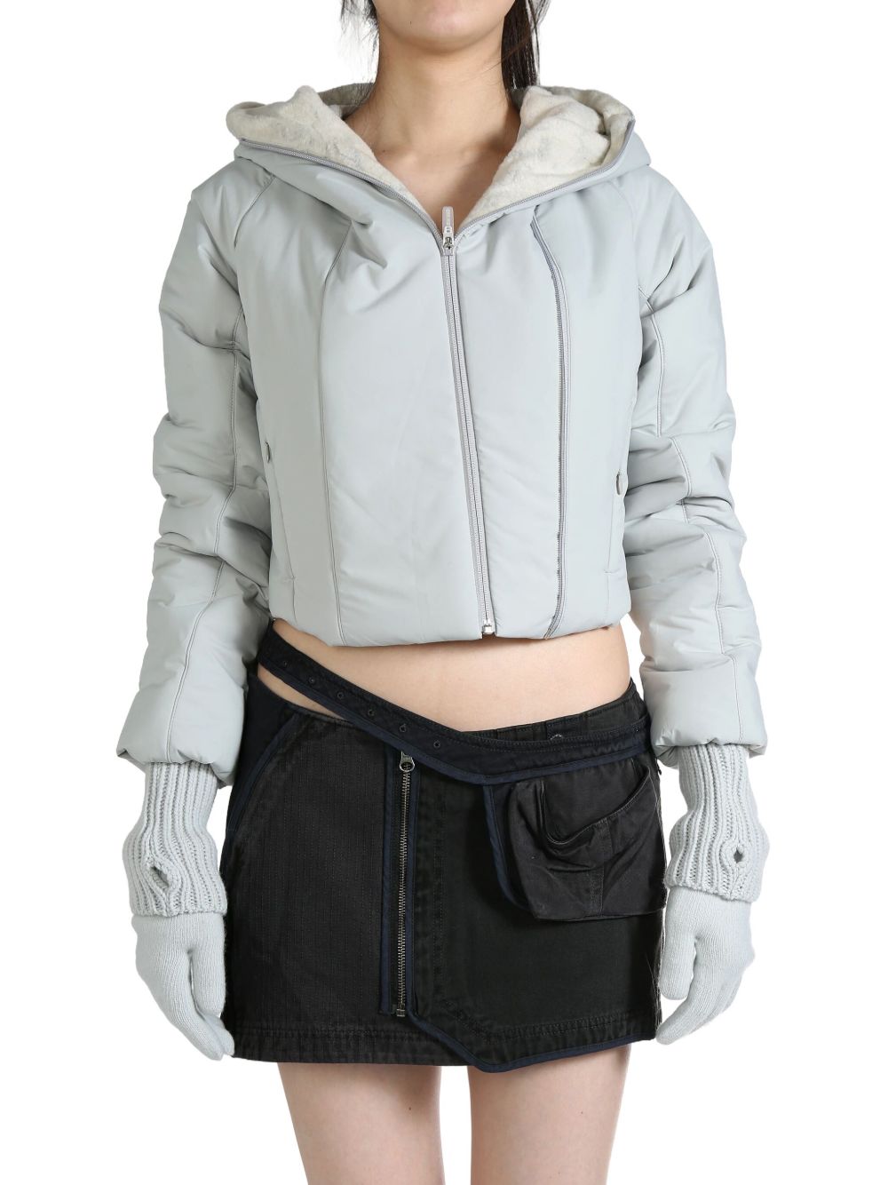 Hyein Seo padded crop jacket - 灰色