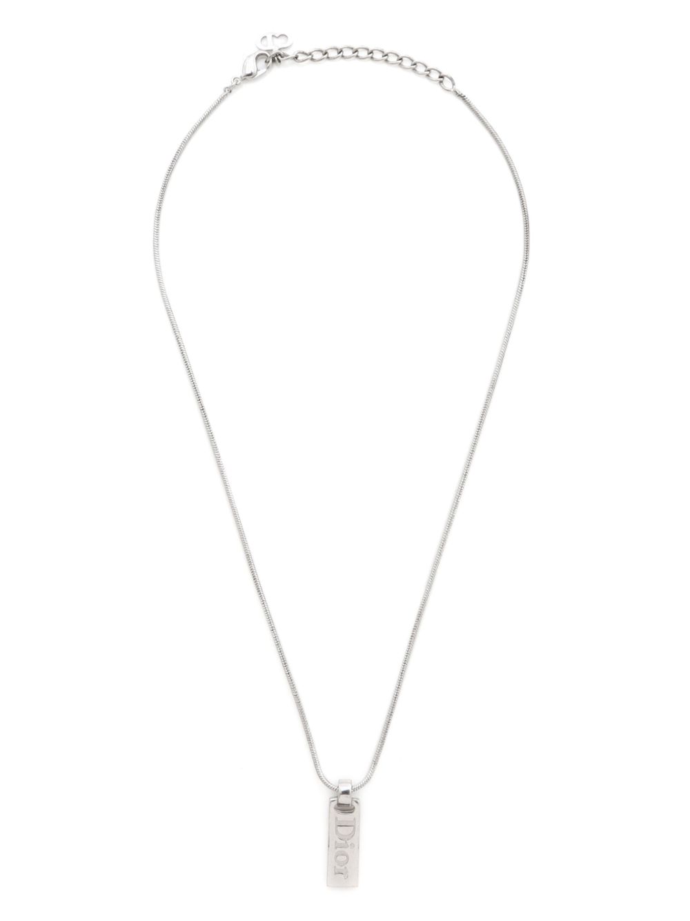 Christian Dior Pre-Owned 2000s logo-pendant necklace - 银色