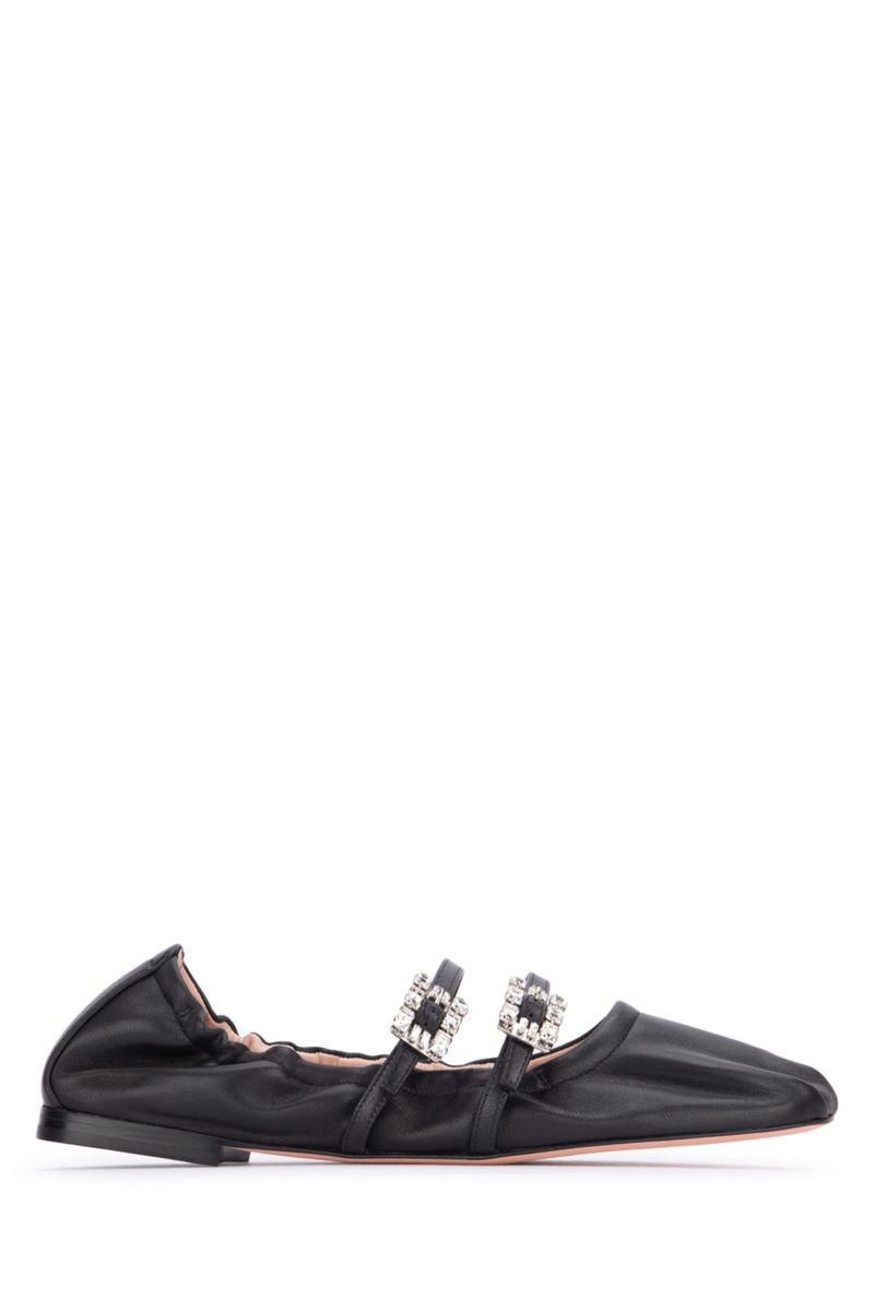 Roger Vivier Mini Strap Strass Leather Ballet Flats