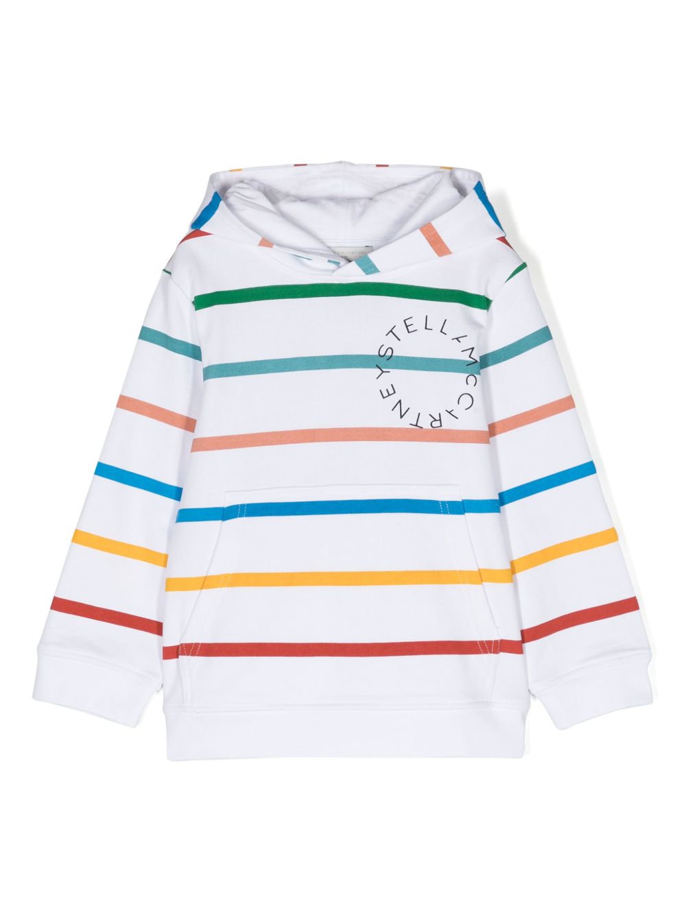 Stella McCartney Kids logo印花条纹连帽衫 - 白色