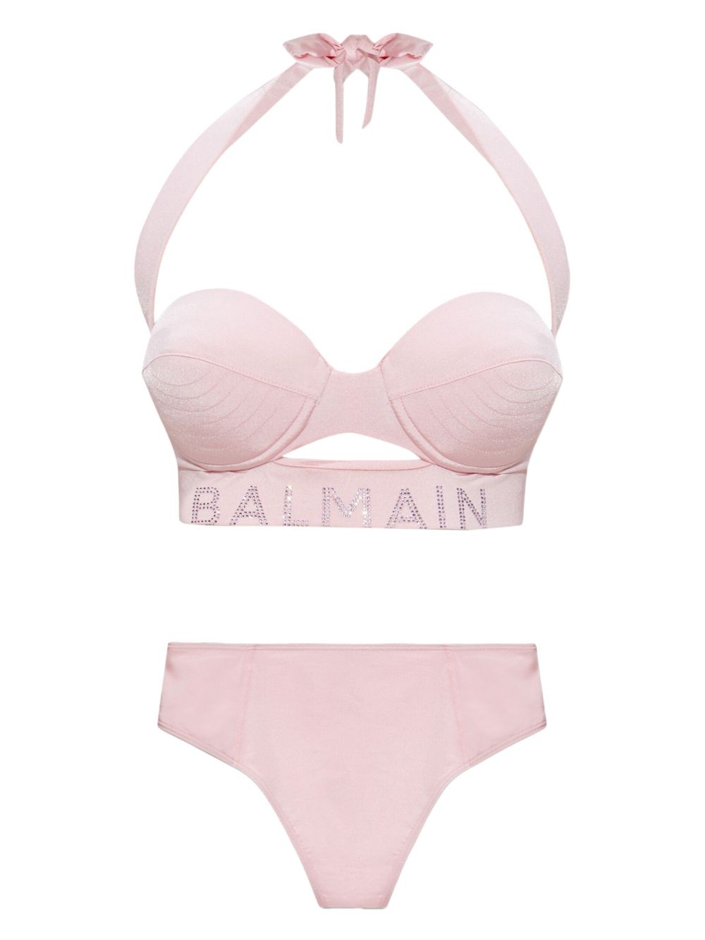 Balmain logo缀饰比基尼套装 - 粉色