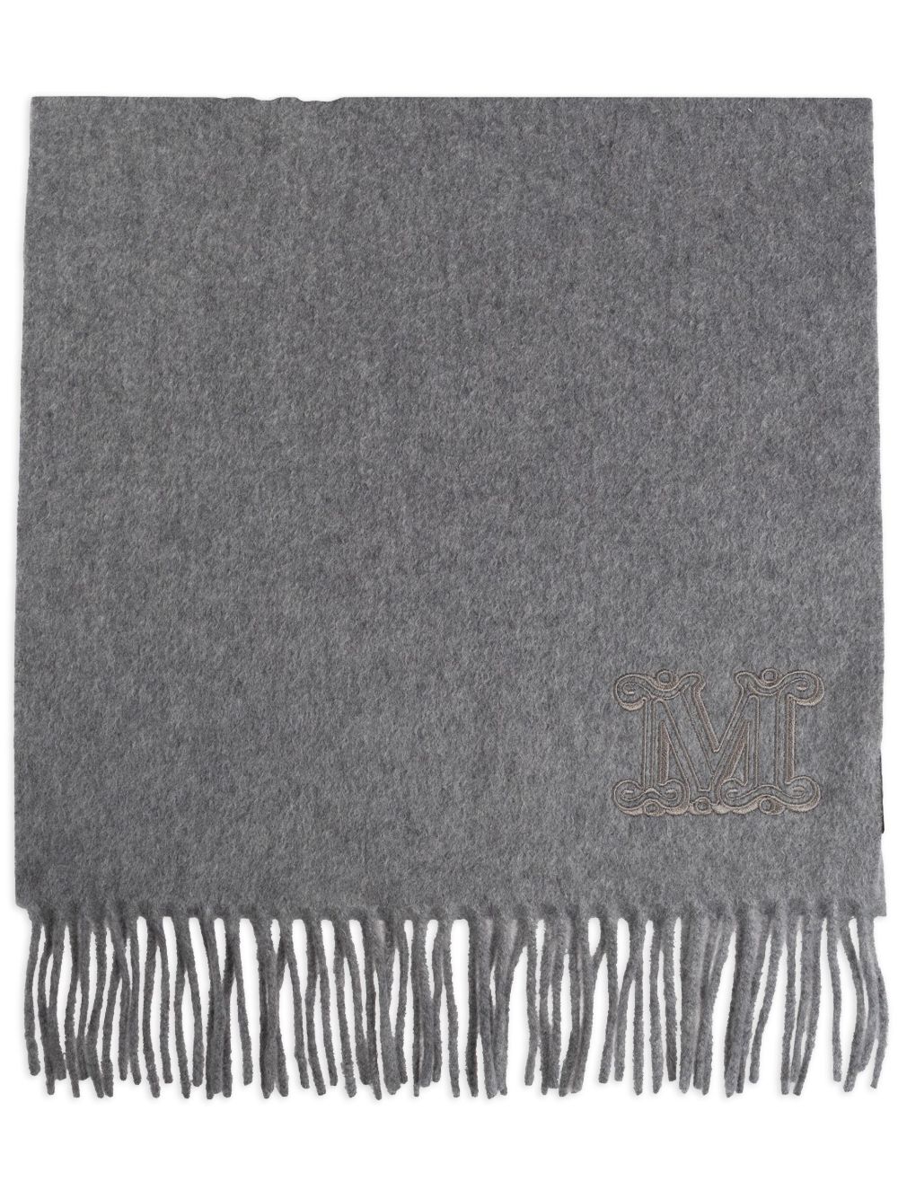 Max Mara logo刺绣围巾 - 灰色