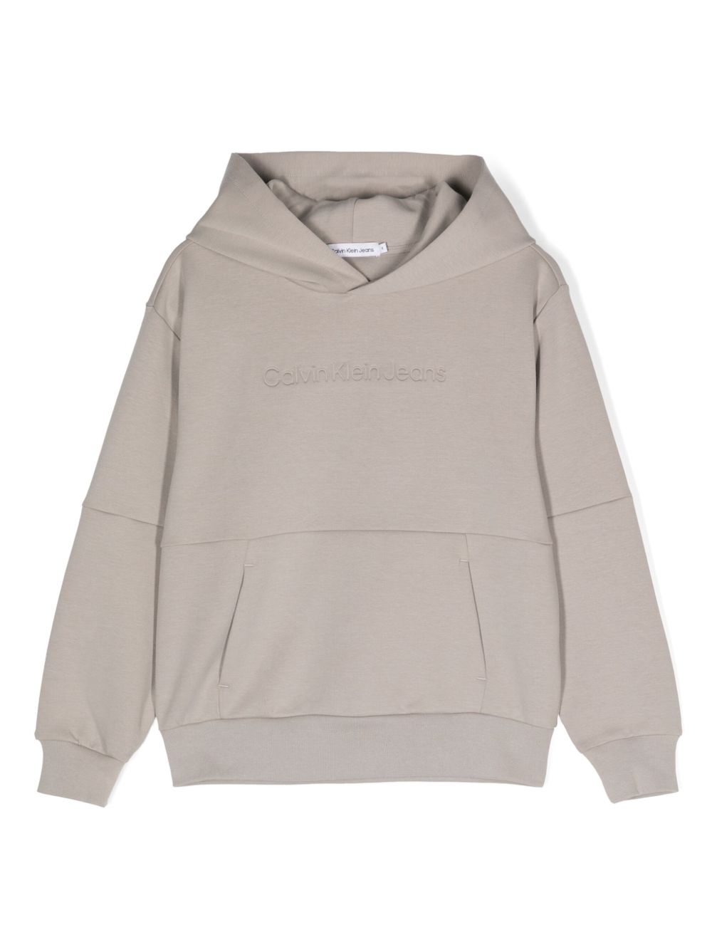 Calvin Klein Kids logo压纹垮肩连帽衫 - 灰色