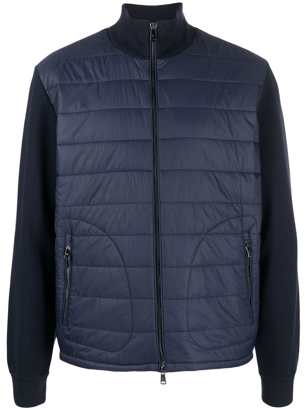Ralph Lauren Purple Label 正面拉链填充拼接毛衣 - 蓝色