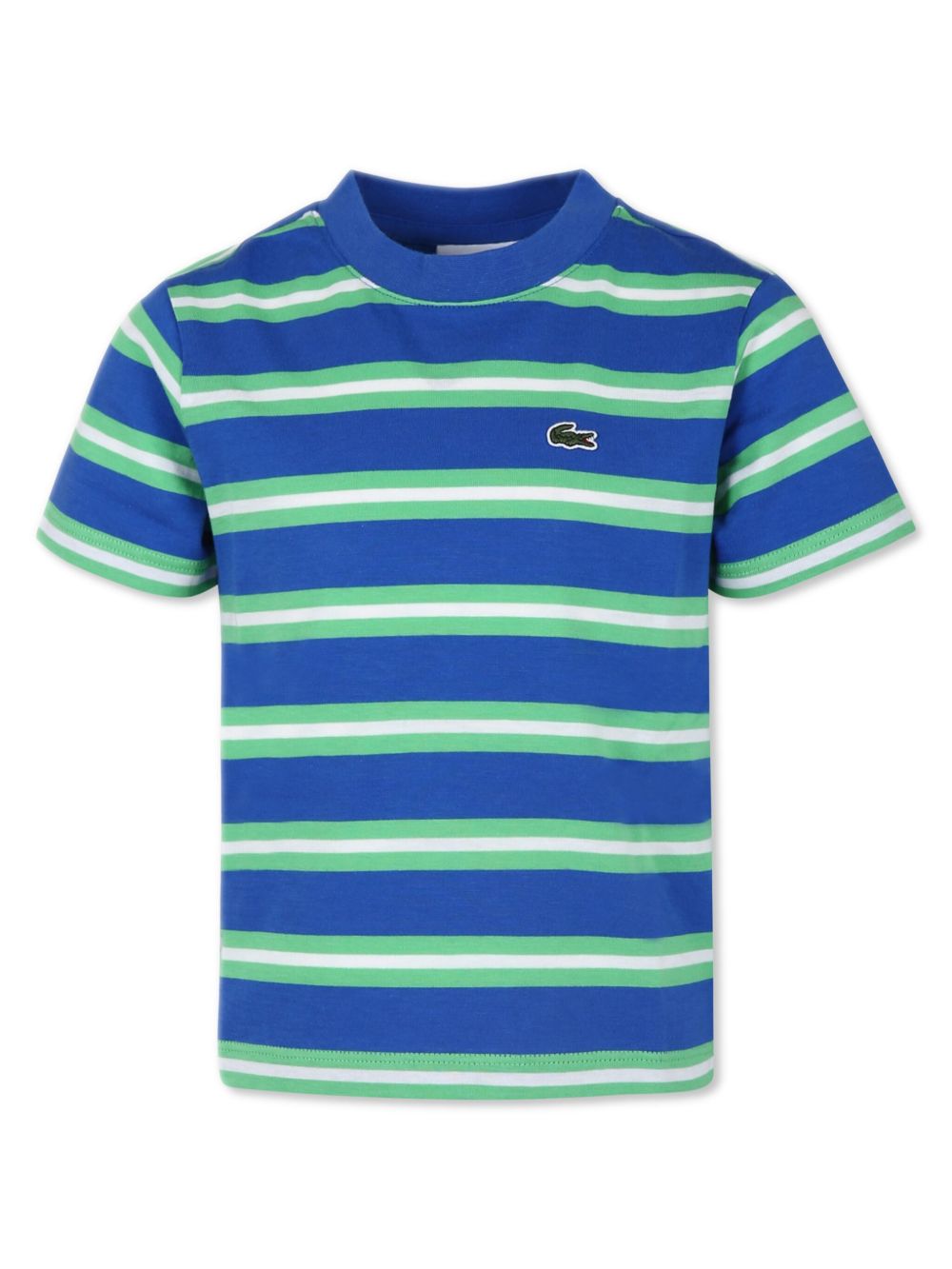 Lacoste Kids logo刺绣条纹T恤 - 蓝色