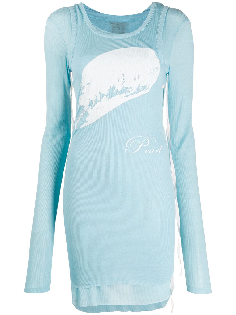 Ann Demeulemeester Pearl层搭针织上衣 - 蓝色