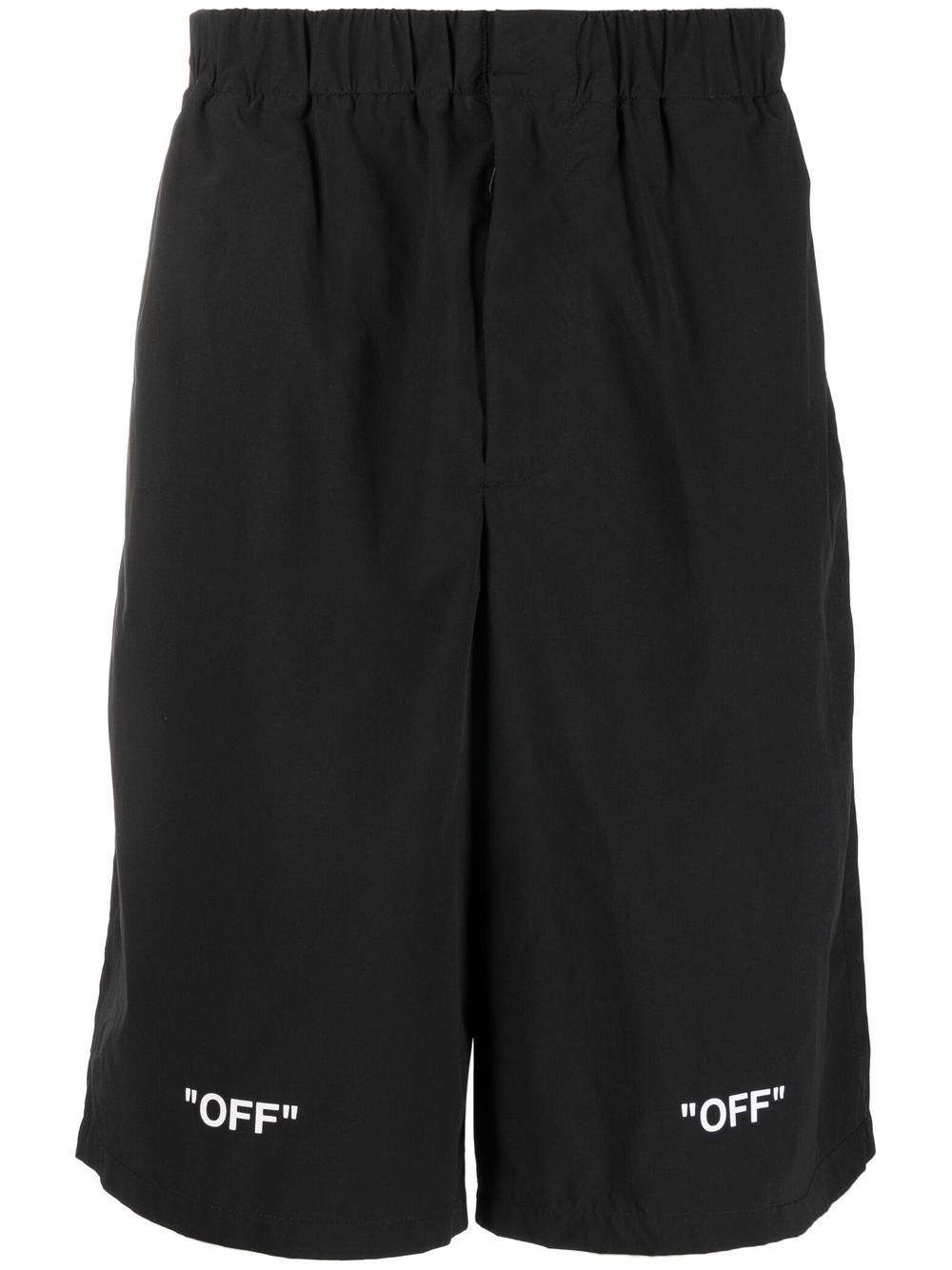 Off-White logo印花棉短裤 - 黑色